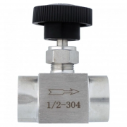 Кран игольчатый под резьбу 1/2" (нержавеющая сталь AISI 304)